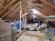 Unfinished attic provides potential storage space within exposed rafters, allowing for organization and housing of belongings at 1737 Friendship Dr, Indianapolis, IN 46217