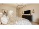 Comfortable main bedroom with chandelier, stylish decor, and ensuite bathroom at 2548 Ruffian Dr, Westfield, IN 46074