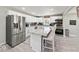 Modern kitchen features stainless steel appliances, white cabinetry, and a spacious island with seating at 415 Elm Ave, Sheridan, IN 46069