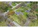 Expansive aerial view of a home with lush greenery, mature trees, and a circular driveway at 4337 Lincoln Rd, Indianapolis, IN 46228