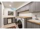 Spacious laundry room featuring grey cabinetry, butcher block counters, and modern appliances at 4343 N Pennsylvania St, Indianapolis, IN 46205