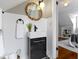 Chic bathroom with stylish vanity, statement mirror, and modern fixtures at 4640 Boulevard Pl, Indianapolis, IN 46208