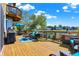 Enjoy scenic lake views from this home's deck featuring comfortable seating and outdoor living space for relaxation at 4843 Snowberry Bay Ct, Carmel, IN 46033