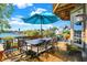 Spacious outdoor dining area with a table and seating for eight offers a perfect space to entertain guests at 4843 Snowberry Bay Ct, Carmel, IN 46033