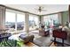 Bright living room with floor-to-ceiling windows, hardwood floors, and comfortable seating at 4843 Snowberry Bay Ct, Carmel, IN 46033