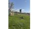 Expansive green backyard featuring a swing set, garden, and fire pit, creating an inviting outdoor space at 5210 S 100 E Rd, Anderson, IN 46013