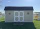 Exterior view of shed in back yard with decorative embellishments at 5210 S 100 E Rd, Anderson, IN 46013