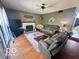 Inviting living room with hardwood floors, fireplace, and comfortable seating at 6036 Chinkapin Dr, Columbus, IN 47201