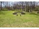 Picturesque backyard featuring raised garden beds and a lush green lawn at 701 E Main St, Westfield, IN 46074