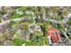 Overhead view of a neighborhood with mature trees and well-maintained lawns at 11625 Rolling Springs Dr, Carmel, IN 46033