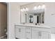 Stylish bathroom featuring double sinks with granite countertops, and modern fixtures at 1334 Winfield Way, Greenwood, IN 46143