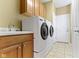 Laundry room features modern washer and dryer with built-in storage at 16243 Oliver St, Fishers, IN 46037