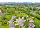Aerial view of a neighborhood showcasing tree-lined streets, well-maintained lawns and landscaping in a desirable location at 2303 Cole Wood Ct, Indianapolis, IN 46239