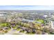 This aerial view shows a community with a pond, playground, and ample parking on a sunny day at 2815 Kay Ellen Dr, Indianapolis, IN 46229