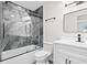 Stylish bathroom with white vanity and black-framed shower at 2815 Kay Ellen Dr, Indianapolis, IN 46229
