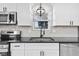 Well-lit kitchen with black hardware, a stainless steel sink, and modern appliances, blending style and functionality at 2815 Kay Ellen Dr, Indianapolis, IN 46229
