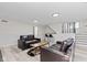Cozy living room in finished basement with modern couches, wooden table, and decor at 2815 Kay Ellen Dr, Indianapolis, IN 46229