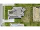 Overhead view of the home showcasing the roof, backyard pergola, and landscaping at 3840 Shady Lake Dr, Westfield, IN 46074