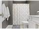 Bathroom with neutral walls, white shower curtain, and vanity at 3840 Shady Lake Dr, Westfield, IN 46074