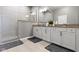 Bathroom featuring double vanity, tile flooring, and walk-in shower at 3840 Shady Lake Dr, Westfield, IN 46074