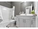 Modern bathroom with a shower-tub combination and stylish vanity at 3840 Shady Lake Dr, Westfield, IN 46074