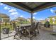 Covered patio with outdoor kitchen, dining table, and seating, perfect for entertaining at 3840 Shady Lake Dr, Westfield, IN 46074
