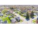 This is an aerial view showcasing the property within a well-maintained neighborhood at 401 N Swope St, Greenfield, IN 46140