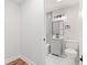 This bathroom has a gray vanity, neutral paint, and tile flooring at 401 N Swope St, Greenfield, IN 46140