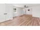 The open concept living room features hardwood floors, fresh paint, and an open concept floorplan at 401 N Swope St, Greenfield, IN 46140