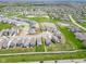 An aerial view shows a new neighborhood with ponds and well-manicured green spaces at 5218 Triple Crown Way, Indianapolis, IN 46237