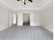 Bright main bedroom with fresh paint, ceiling fan and ensuite bath at 6915 Juliet Dr, Avon, IN 46123