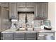 This kitchen features gray cabinets, stainless steel appliances, and a double basin sink at 7008 E Jackson St, Muncie, IN 47303