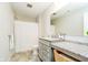 Neutral bathroom with granite counters, a shower with a curtain, and tile floors at 7158 Sugar Maple Ln, Brownsburg, IN 46112