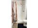 Bathroom features a modern shower and stylish curtain at 8006 Sunfield Ct, Indianapolis, IN 46214