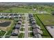 A straight aerial view shows the symmetrical layout of new homes by a golf course and a small pond at 8442 Averly Park Dr, Indianapolis, IN 46237
