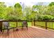 Wooden deck with brown wicker chairs overlooks a lush green lawn at 9338 Eden Woods Ct, Indianapolis, IN 46260