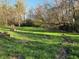A large backyard with green grass and scattered trees offering a private, natural setting at 935 Fry Rd, Greenwood, IN 46142