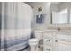 Neutral bathroom design with shower and white vanity at 11880 Whisper Ridge Dr, Noblesville, IN 46060