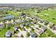 An aerial view features a well-maintained residential area with manicured lawns, mature trees, and a serene pond at 12088 Everwood Cir, Noblesville, IN 46060