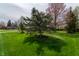 Beautifully landscaped front yard with mature trees and lush green grass provides serene setting at 13797 Mill Stream Ct, Carmel, IN 46032