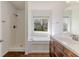 Bright bathroom with a garden tub and separate shower at 14117 Princewood Dr, Fishers, IN 46037