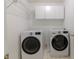 Modern laundry room featuring LG washer and dryer and white cabinets at 14117 Princewood Dr, Fishers, IN 46037