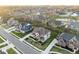 An aerial view showing the layout of a residential area with well-maintained lawns, sidewalks, and landscaping at 14872 Autumn View Way, Fishers, IN 46037