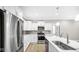 Modern kitchen with stainless steel appliances, white cabinets, and a center island at 16870 Imperial Ct, Fishers, IN 46040