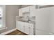 Bright kitchen featuring white cabinets, updated appliances, and stainless steel sink at 221 N Munsie St, Indianapolis, IN 46229