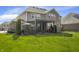 Manicured backyard with covered patio, garden and lawn at 2798 W High Grove Cir, Zionsville, IN 46077