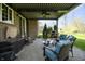 Covered patio featuring comfortable seating, an outdoor cooking area, and a cozy ambiance for entertaining at 2798 W High Grove Cir, Zionsville, IN 46077