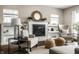 Inviting living room showcasing a fireplace, built-in shelving, and comfortable seating arrangements at 3133 Ruckle St, Indianapolis, IN 46205