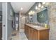 The bathroom includes a walk-in shower, double vanity with granite countertop, and tile floor at 3718 S County Road 101 E, Clayton, IN 46118