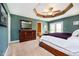 The main bedroom features tray ceiling, a spacious layout, and access to the outdoors at 3718 S County Road 101 E, Clayton, IN 46118